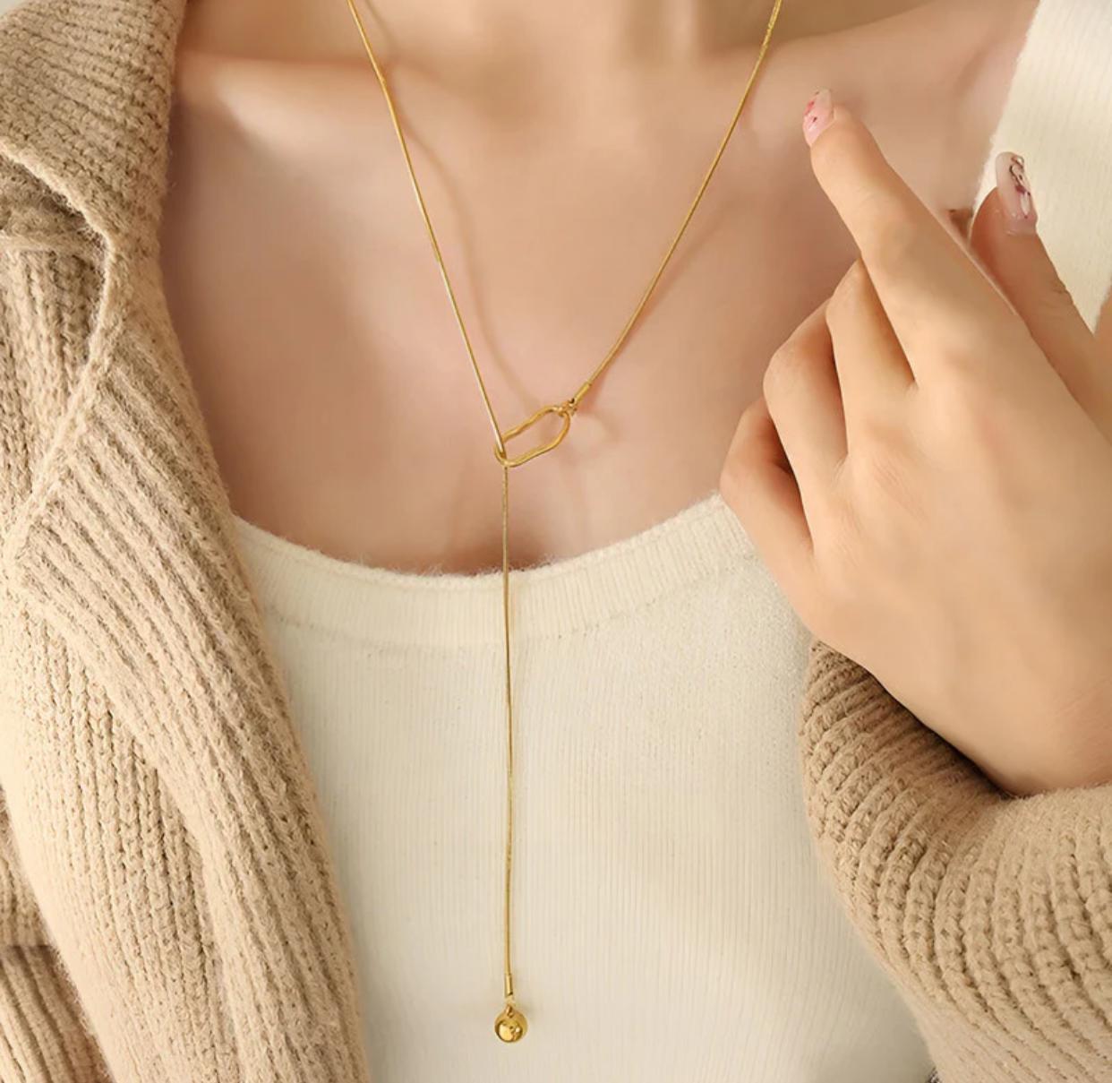 Golden Loop Adjustable Pendant Necklace