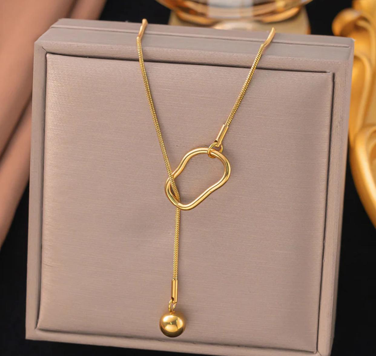 Golden Loop Adjustable Pendant Necklace