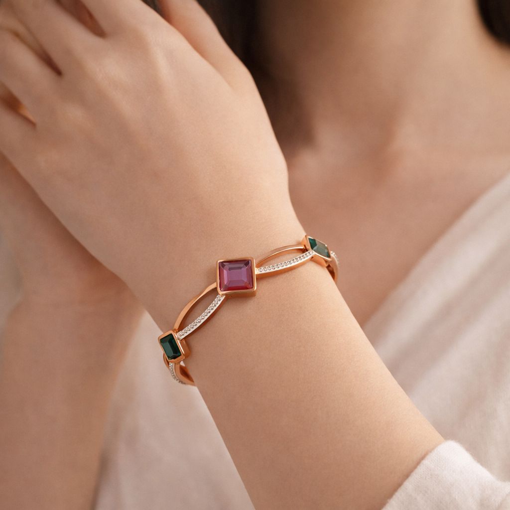 Tri-gem crystal bangles