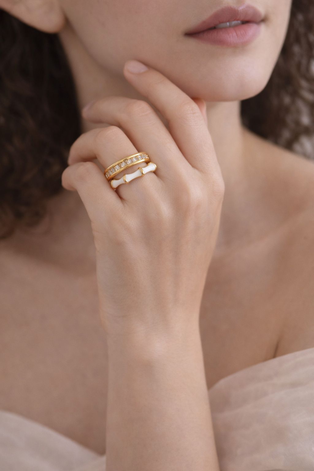 Eimak Aurora Bow Adjustable Diamond Ring – Gold Finish