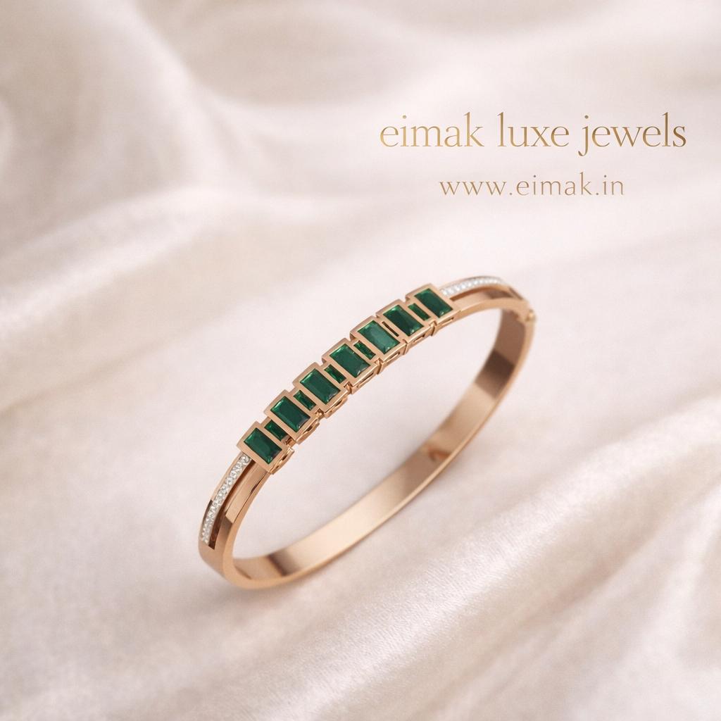 Emerald bar crystal bangle