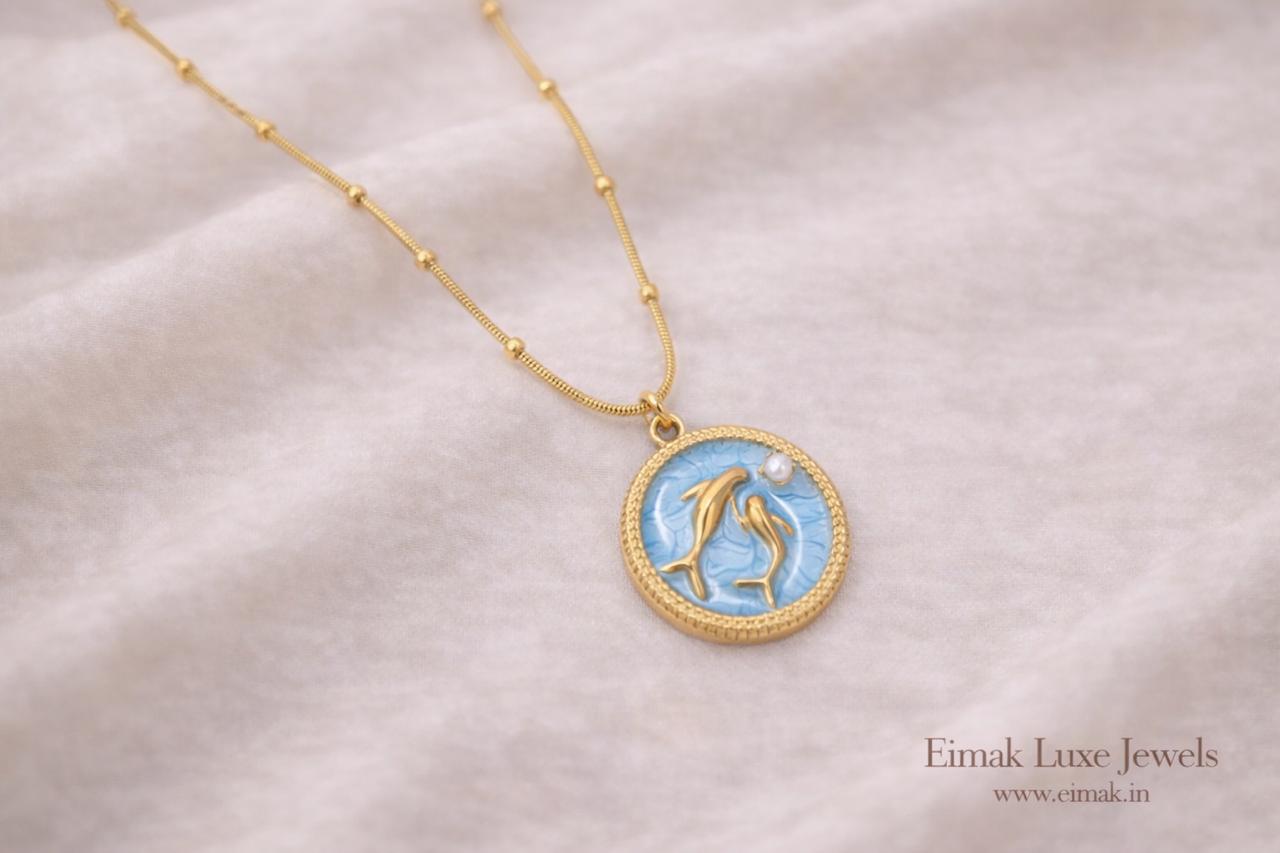 Ocean Twin Dolphins pendant chain