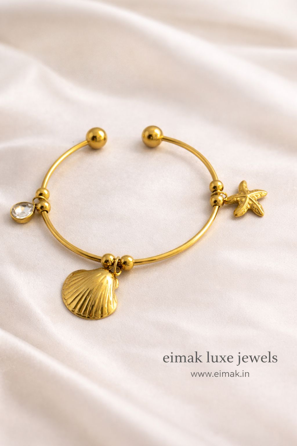 Eimak Ocean Charm Open Cuff Bangle