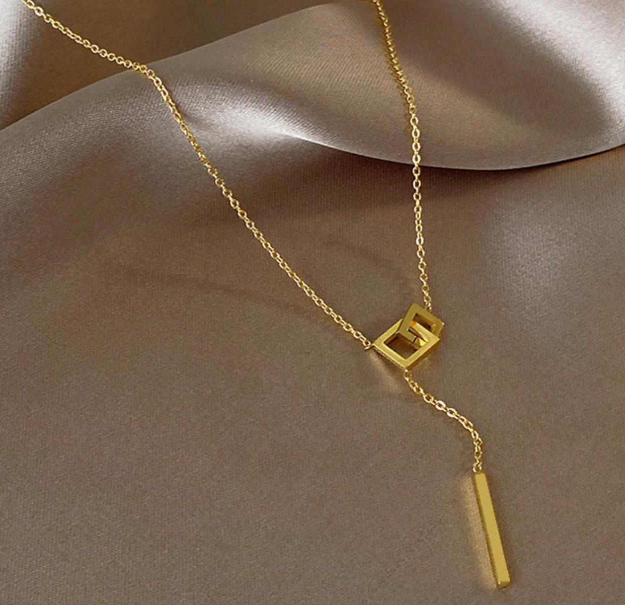 Geometric Drop Bar Pendant Necklace