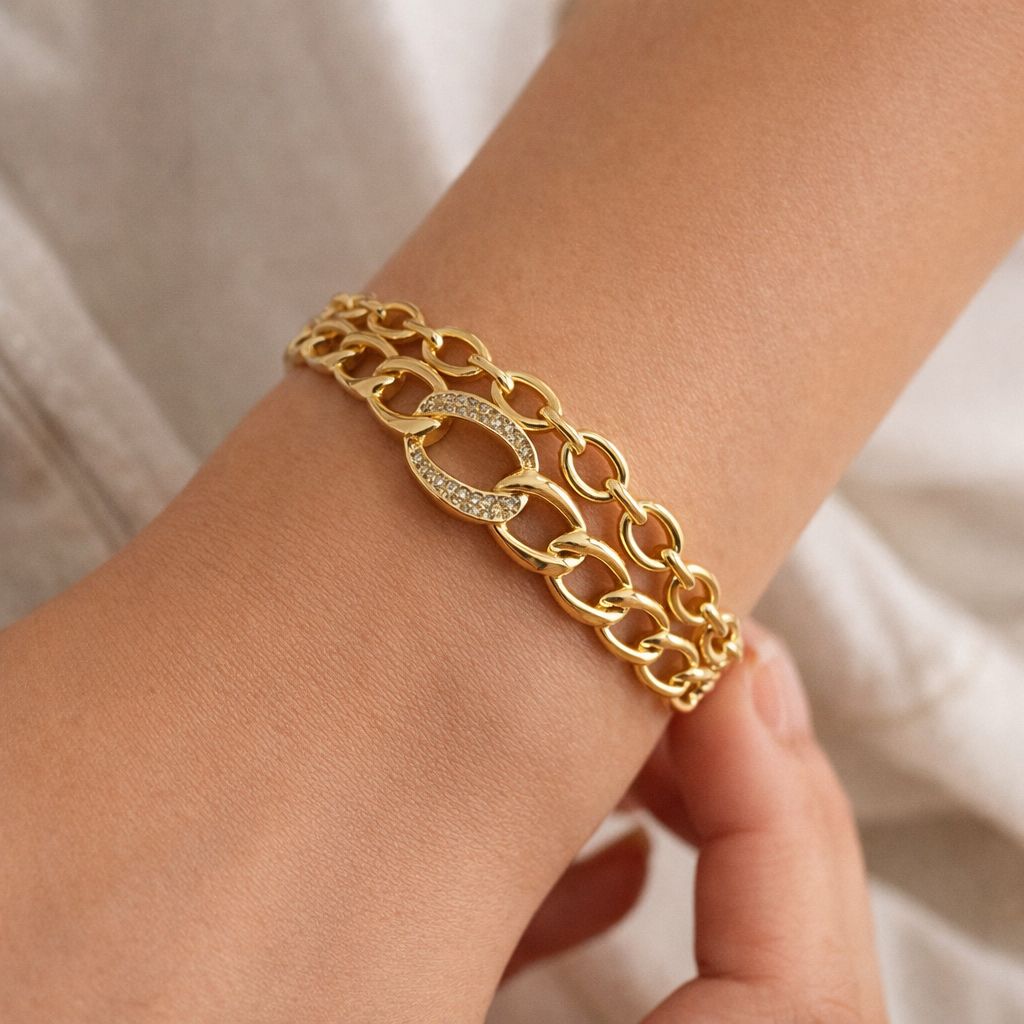 Luxe Interlink Crystal Chain Bracelet