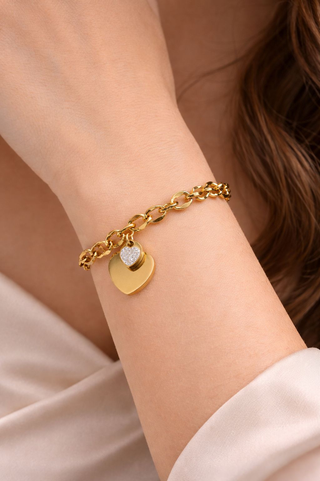 Golden Heart Charm Bracelet