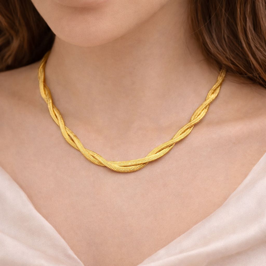 Golden Twirl Statement Necklace