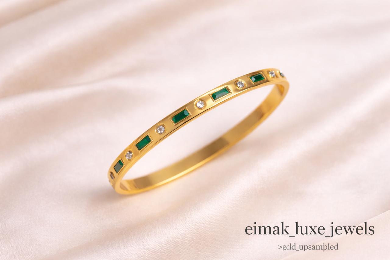 Emerald spark gold bangles