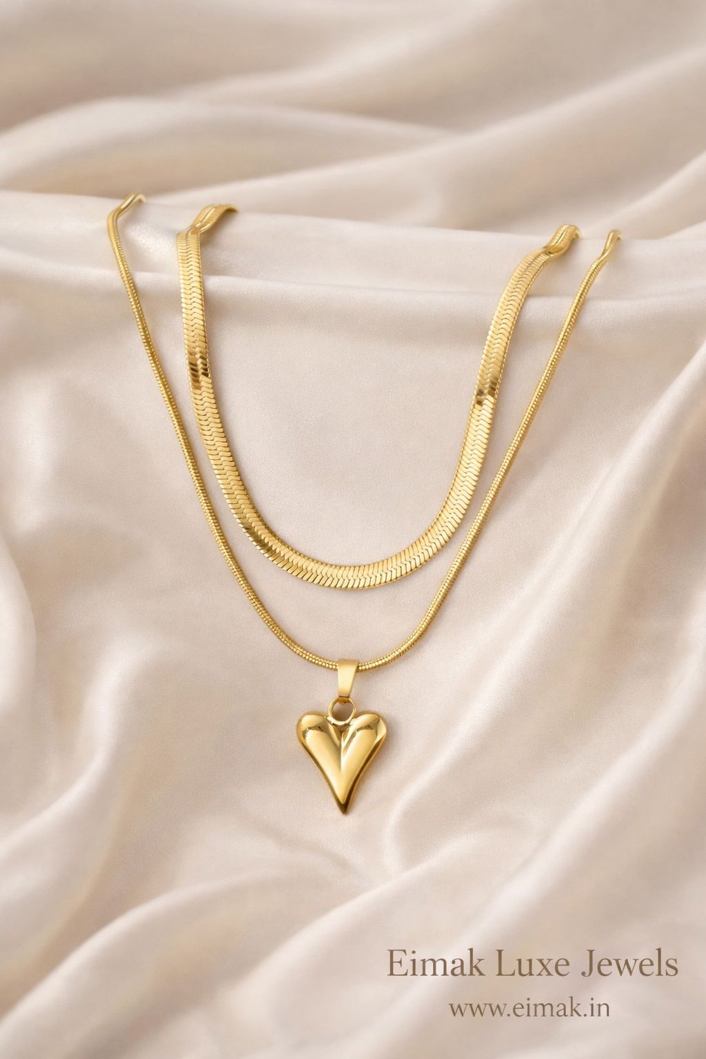 Golden Heart Duo Layer Necklace