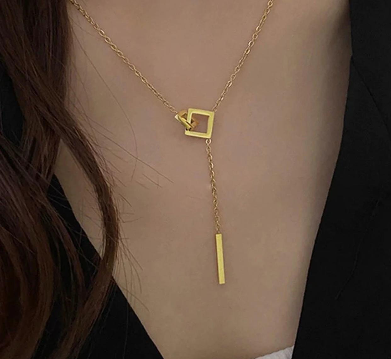 Geometric Drop Bar Pendant Necklace