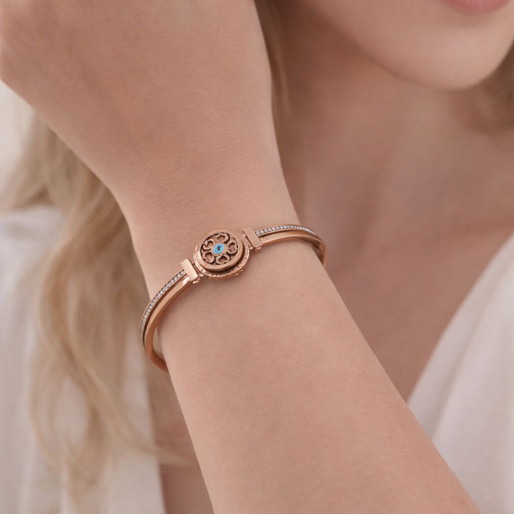 Evil Eye Medallion Stainless Steel Bangle