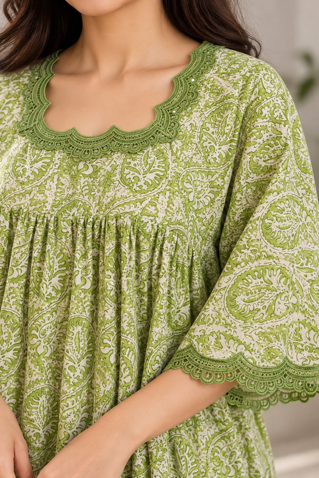 Olive Green Printed Maxi