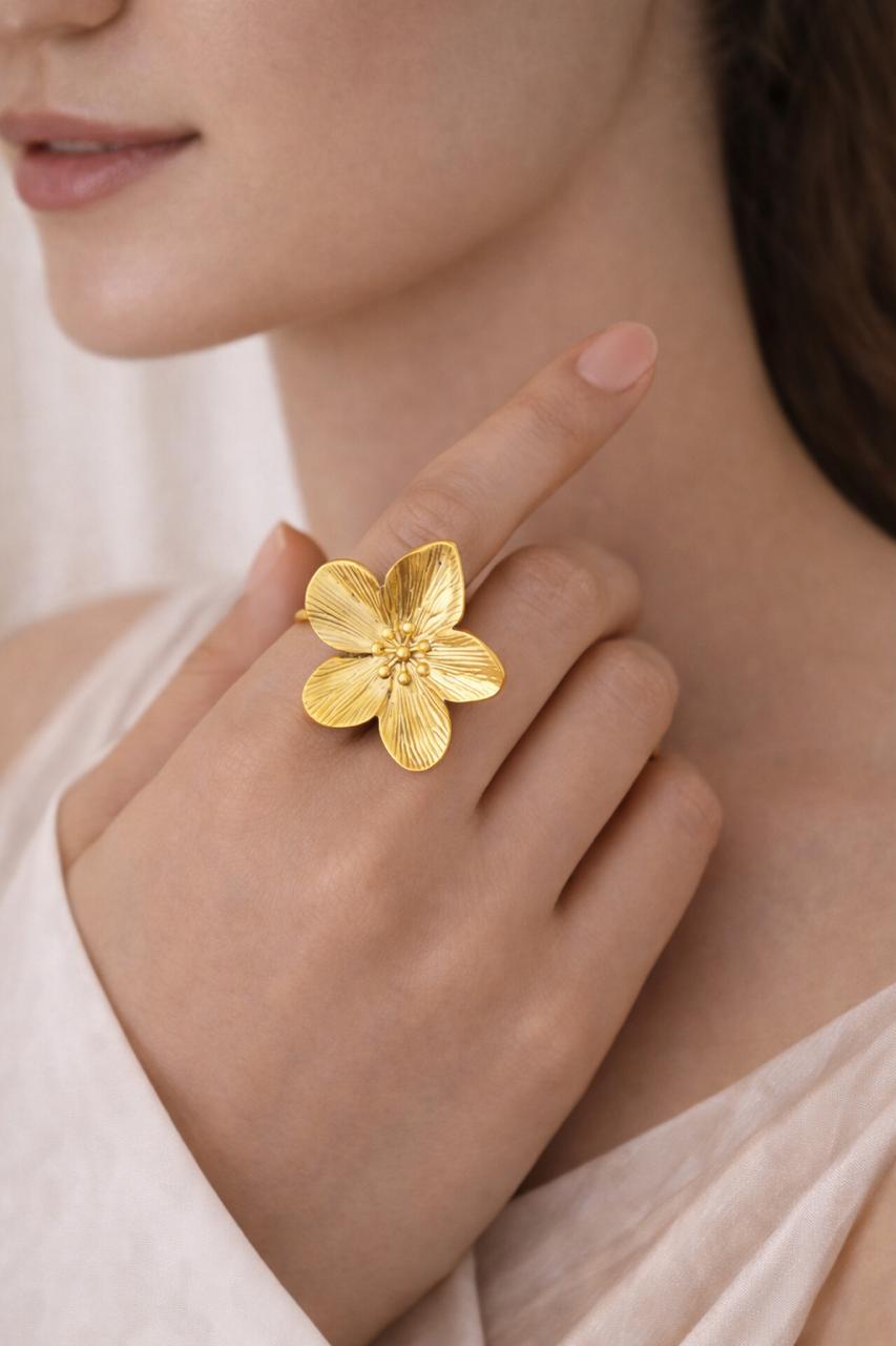 Golden Blossom Statement Ring