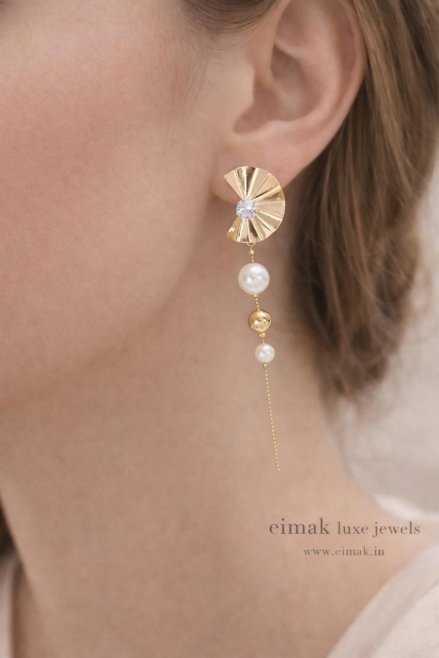 Celeste Fan Pearl Drop Earrings