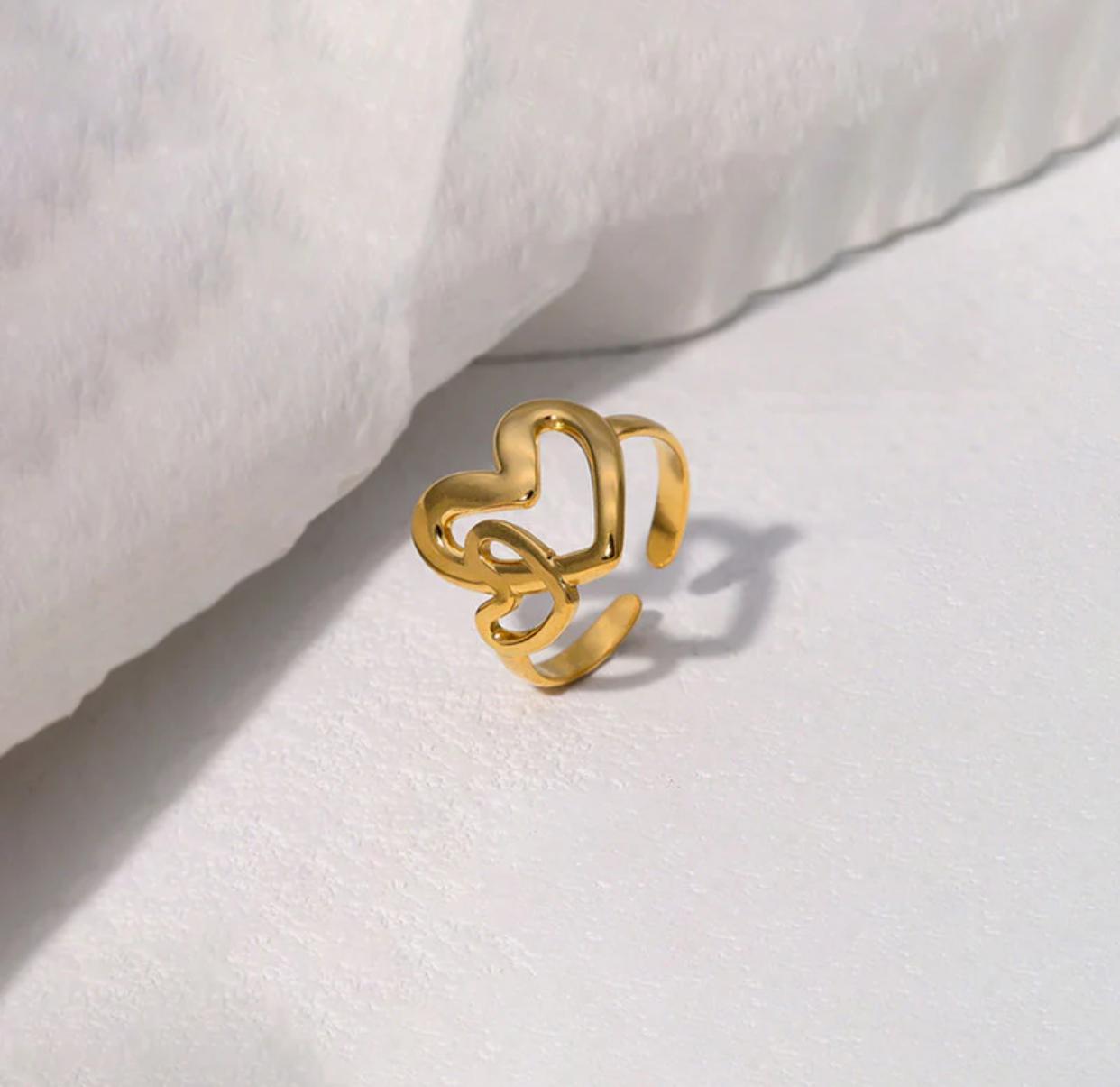 Eimak Double Heart Open Ring