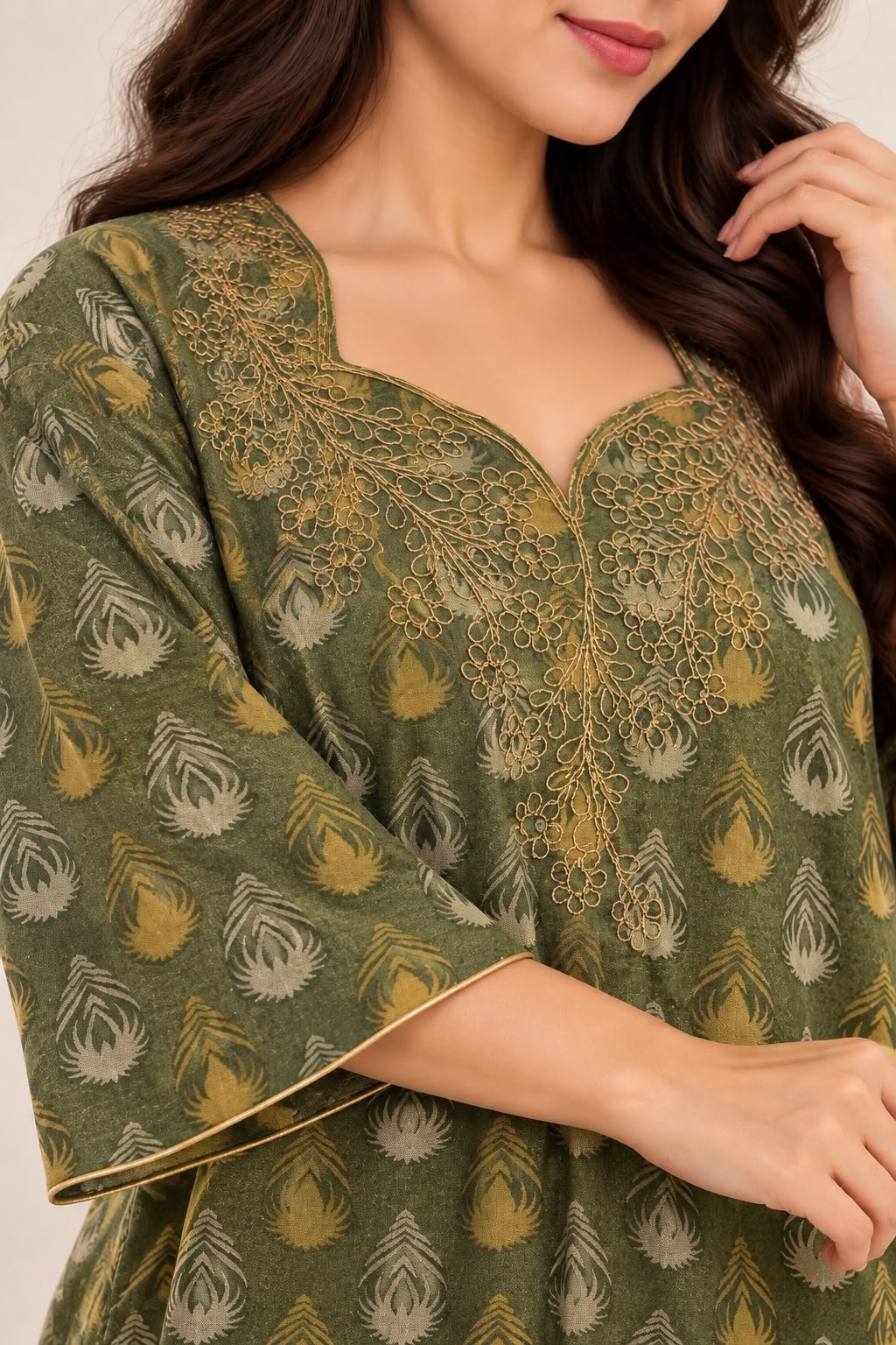 Elegant Olive Green Cording Maxi