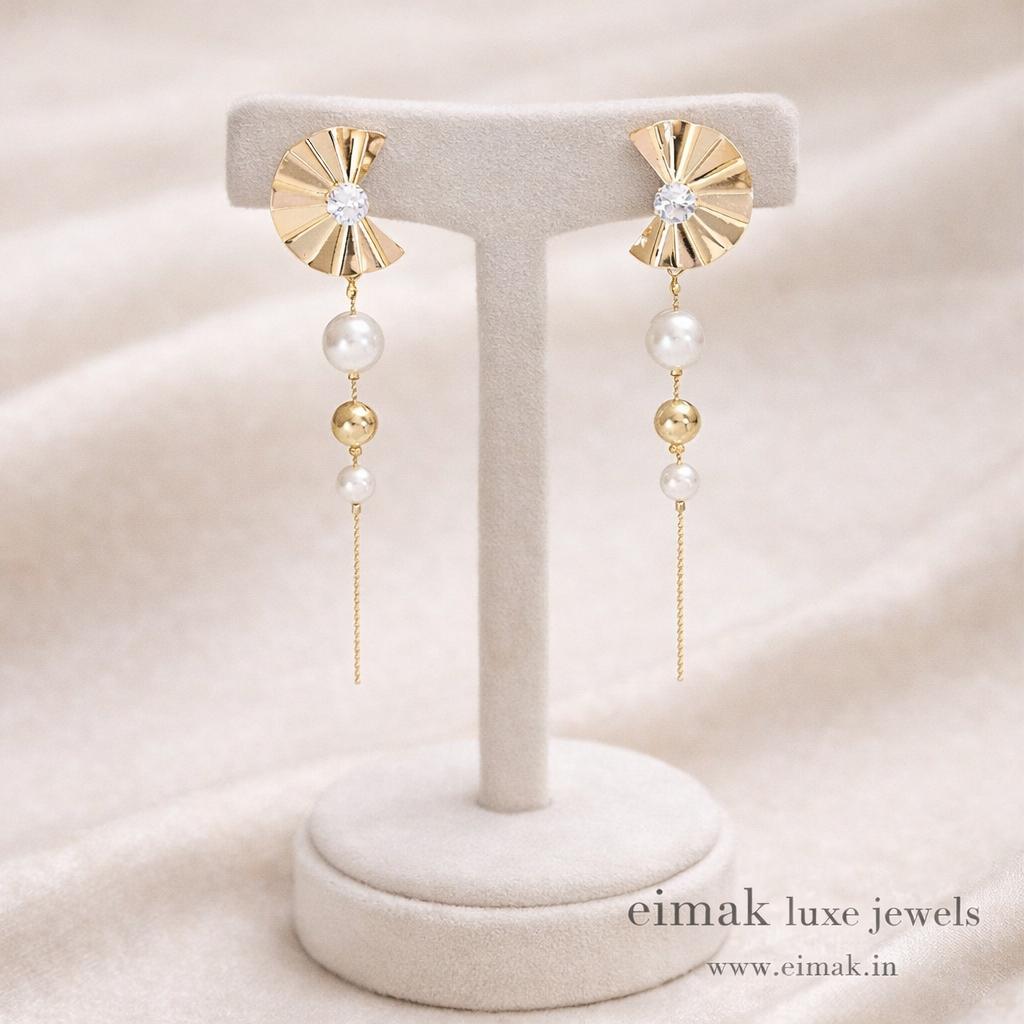 Celeste Fan Pearl Drop Earrings