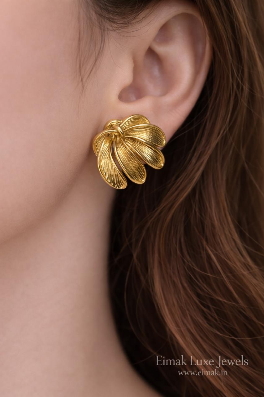 Golden Petal Stud Earrings