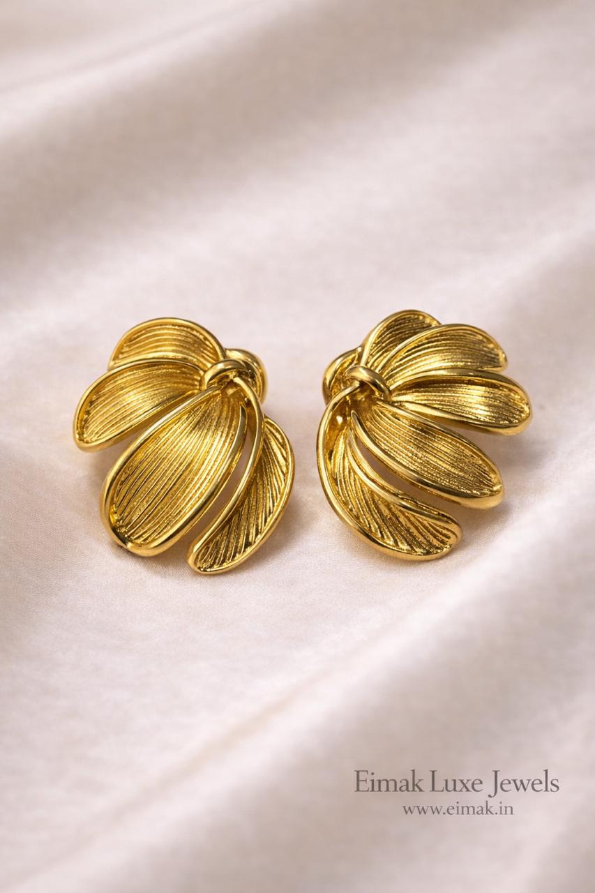 Golden Petal Stud Earrings