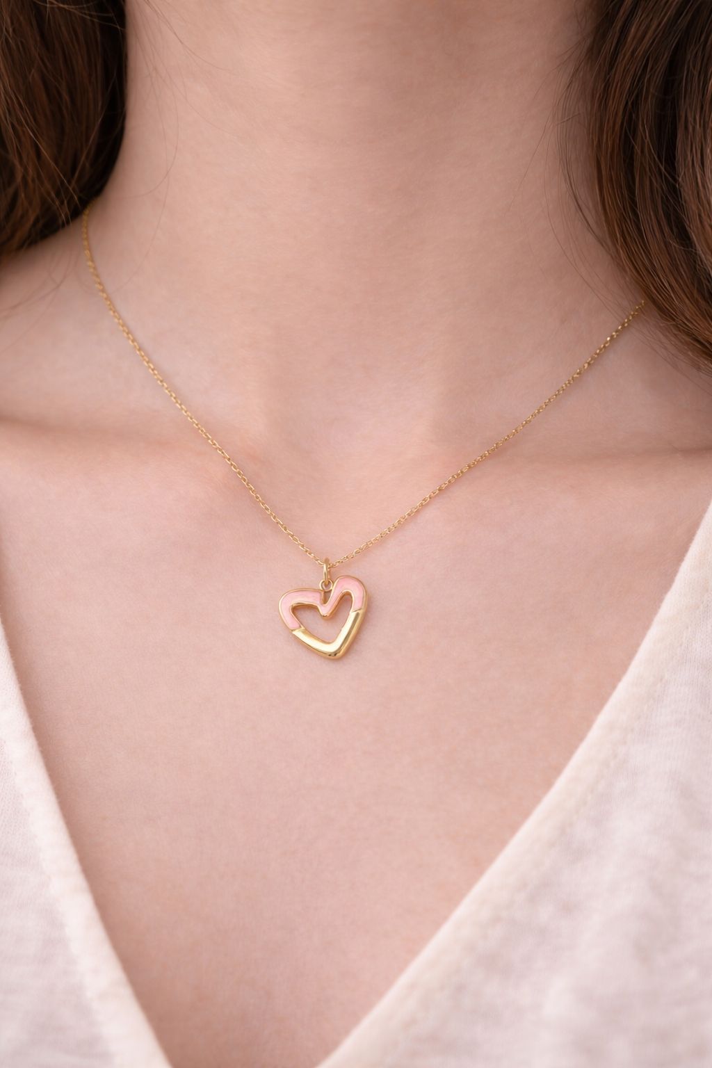 Pink Heart Pendant Chain