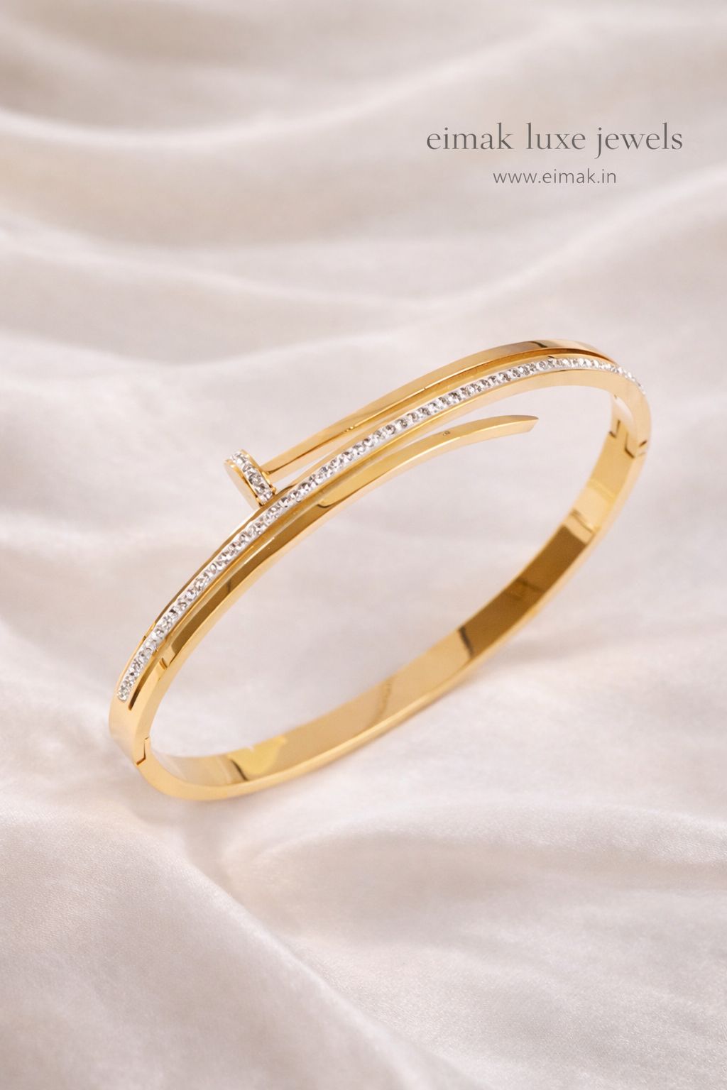 Luna Glide Diamond-Style Gold Bangle