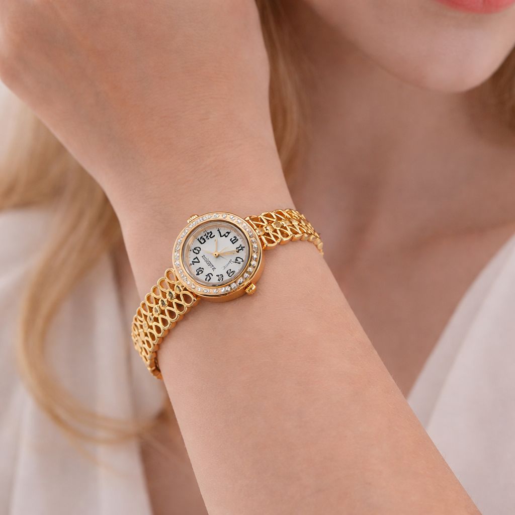 lattice gold bangle watch