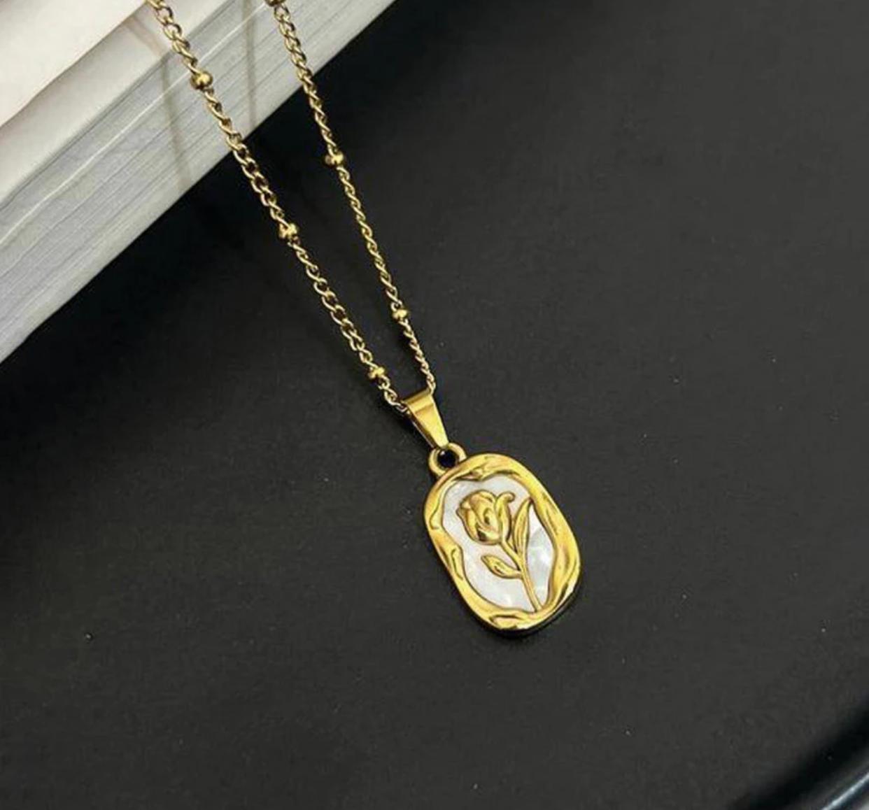 Gold plated Anti Tarnish Rose Themed Peandant