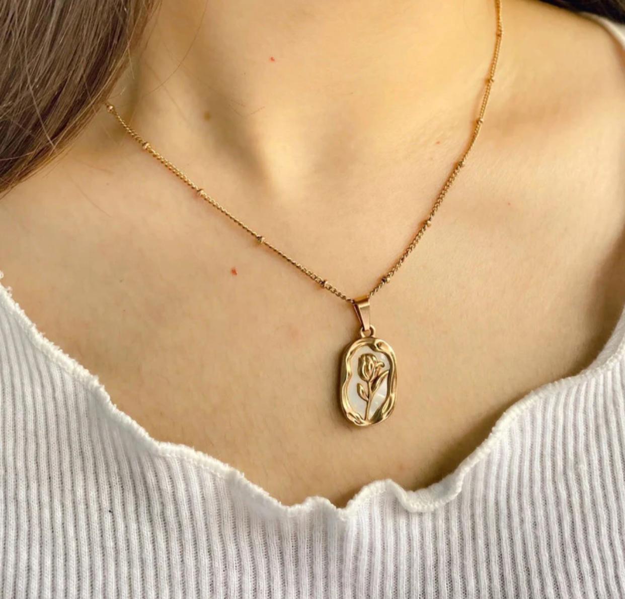 Gold plated Anti Tarnish Rose Themed Peandant