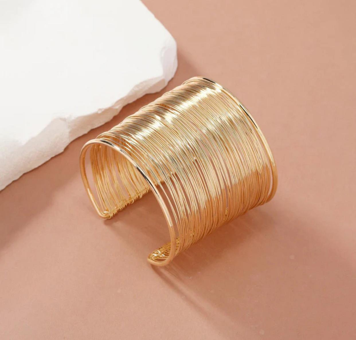 Golden Whisper Multi-Layer Cuff Bangle
