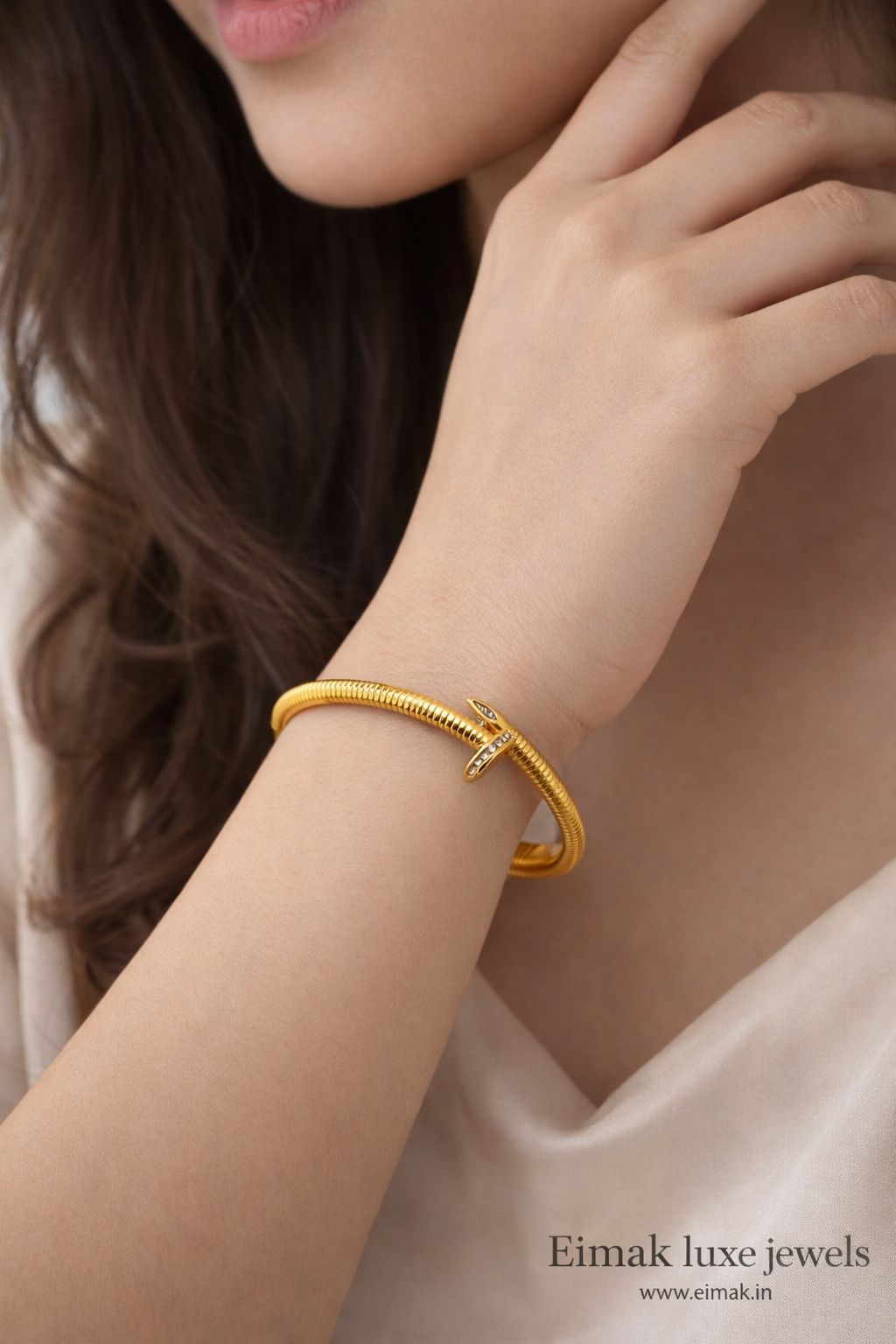 Golden Luxe Nail Crystal Bangle