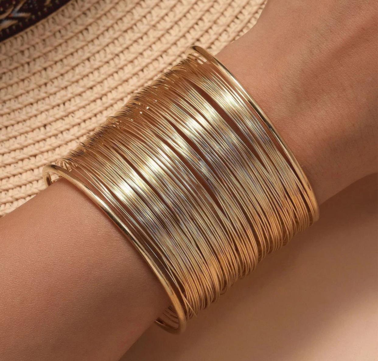 Golden Whisper Multi-Layer Cuff Bangle
