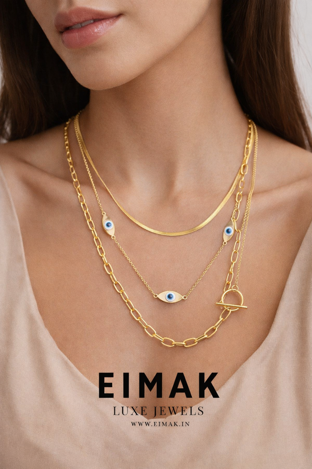 Evil Eye Trinity Layered Necklace