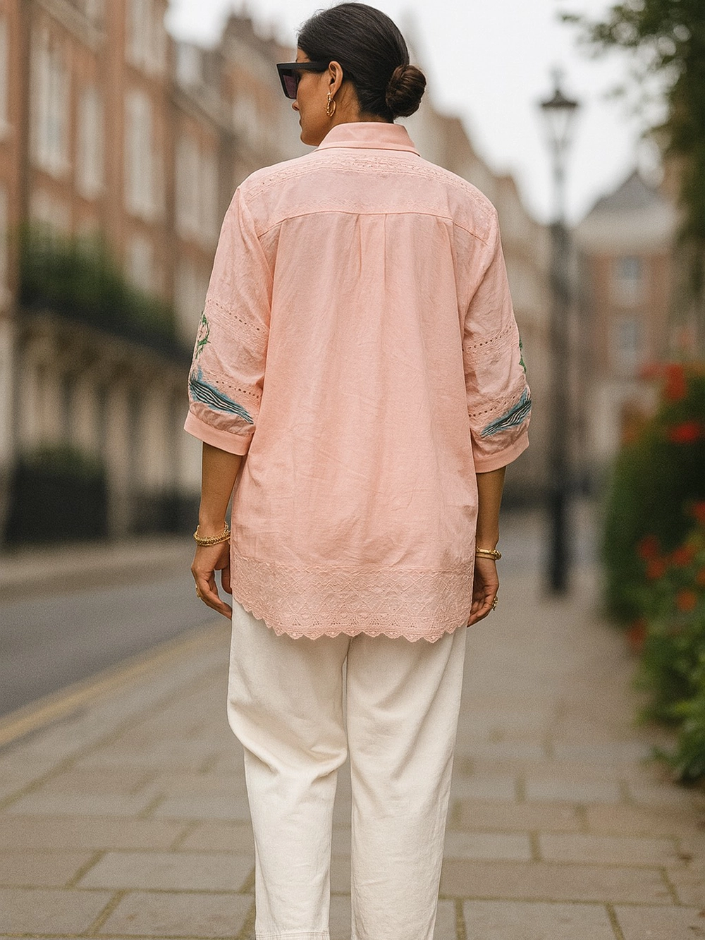 Pastel Pink Embroidered Shirt – Subtle Sophistication