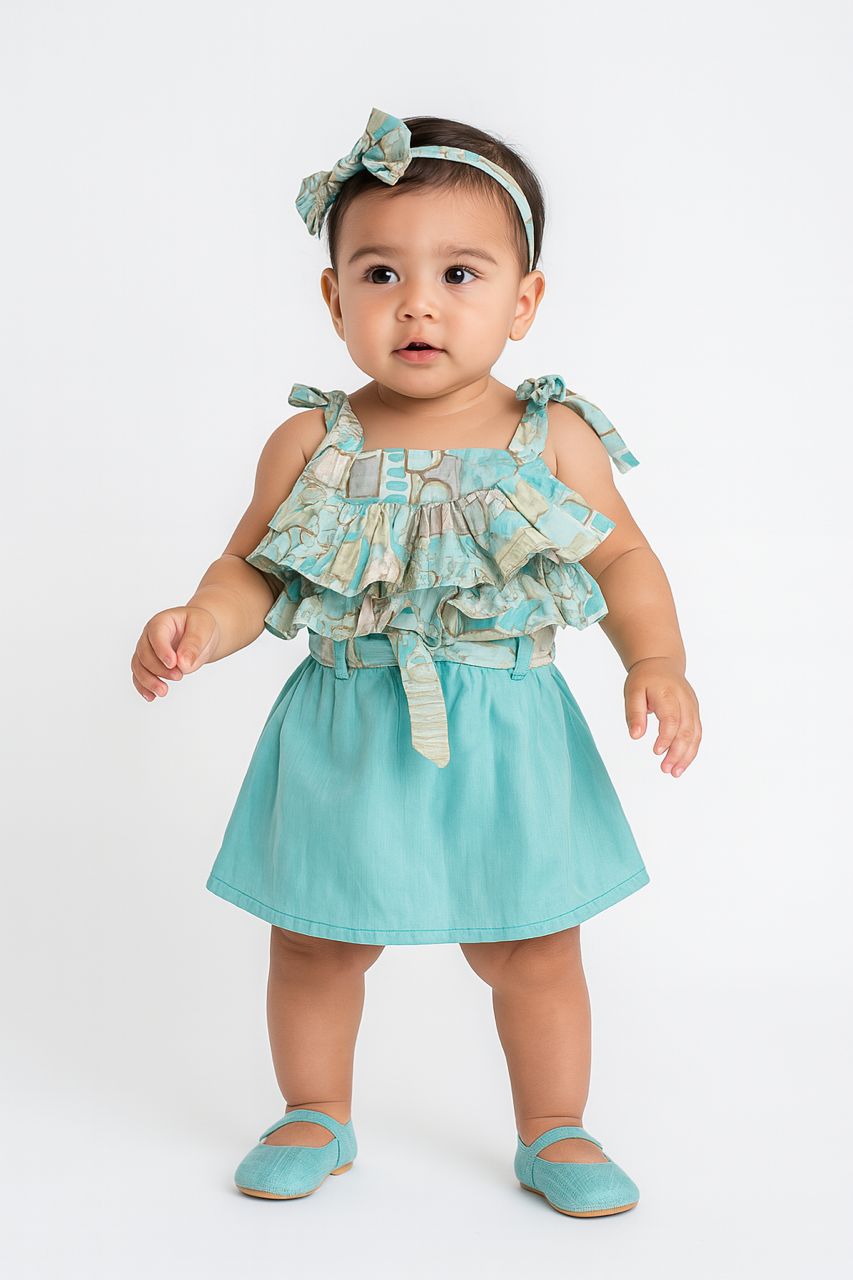 Dress Up Your Darling in Dreamy Blue Blend With Muslin.