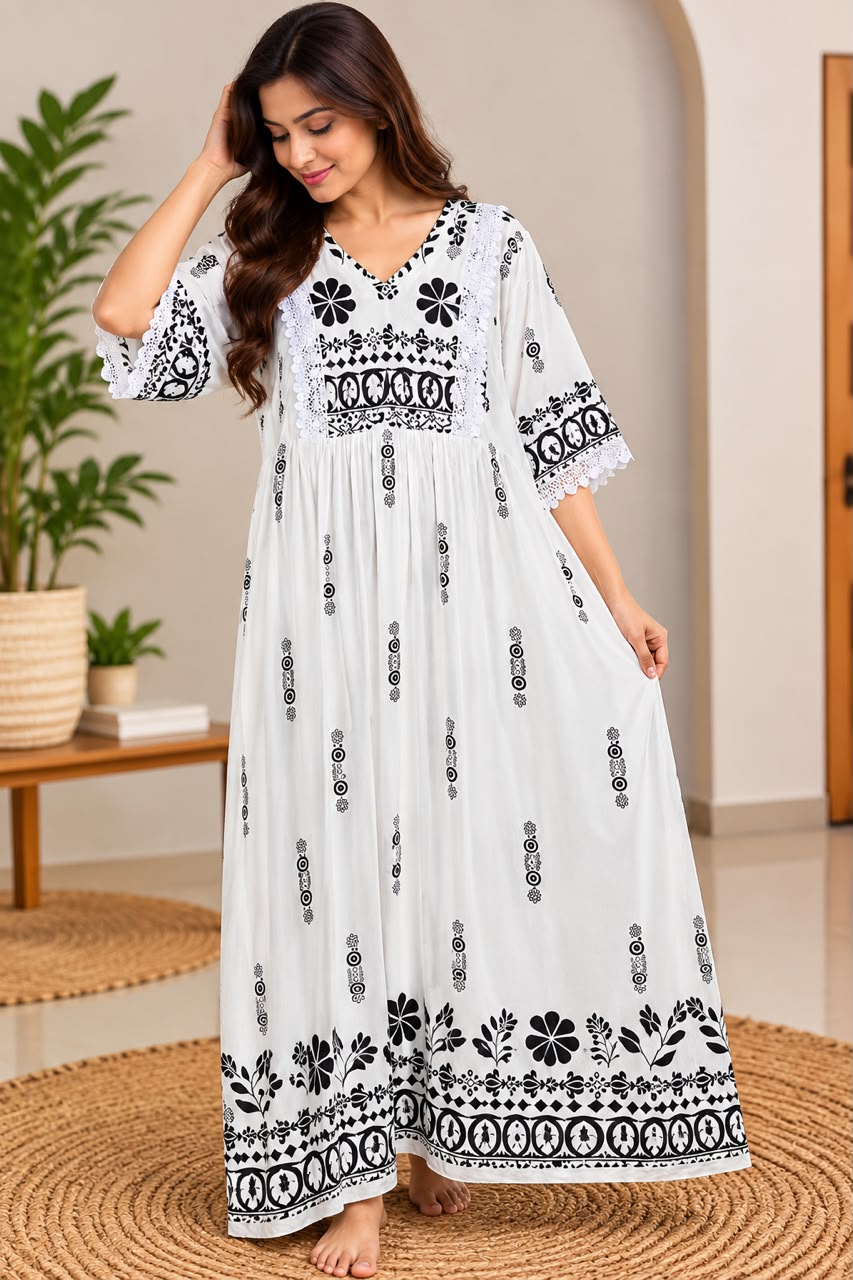Monochrome Blossom Maxi